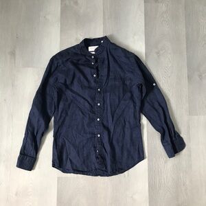BEACHCOMBER MENS XS NAVY LINEN SHIRT BUTTON FEONT BEACH